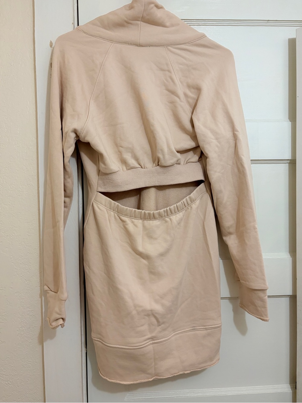 Naked Wardrobe Nude Cutout Back Long Sleeve Mini Dress NWT